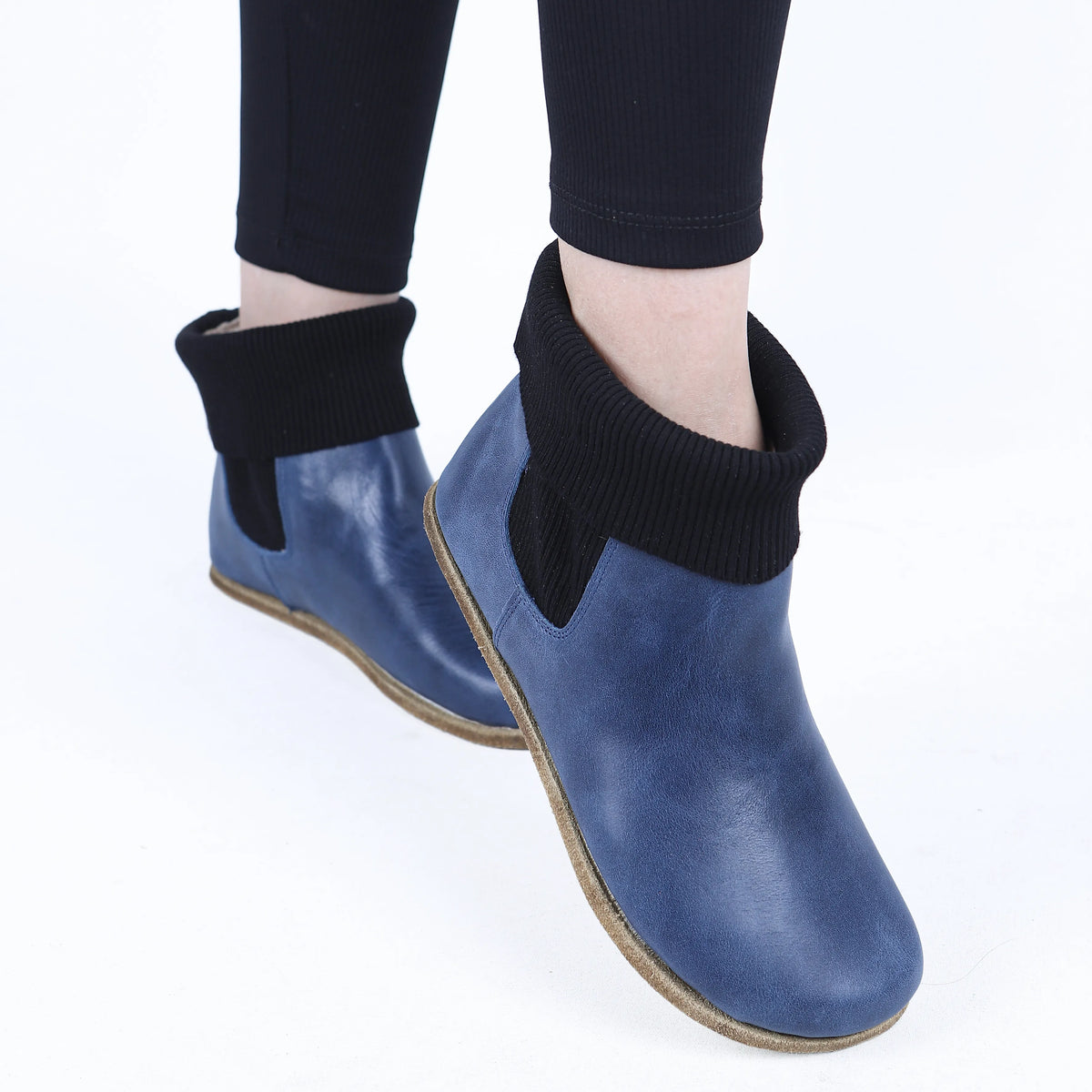 Crazy Barefoot Socks Chelsea Shoes – Classic Sole — Leather Sole – Navy Blue