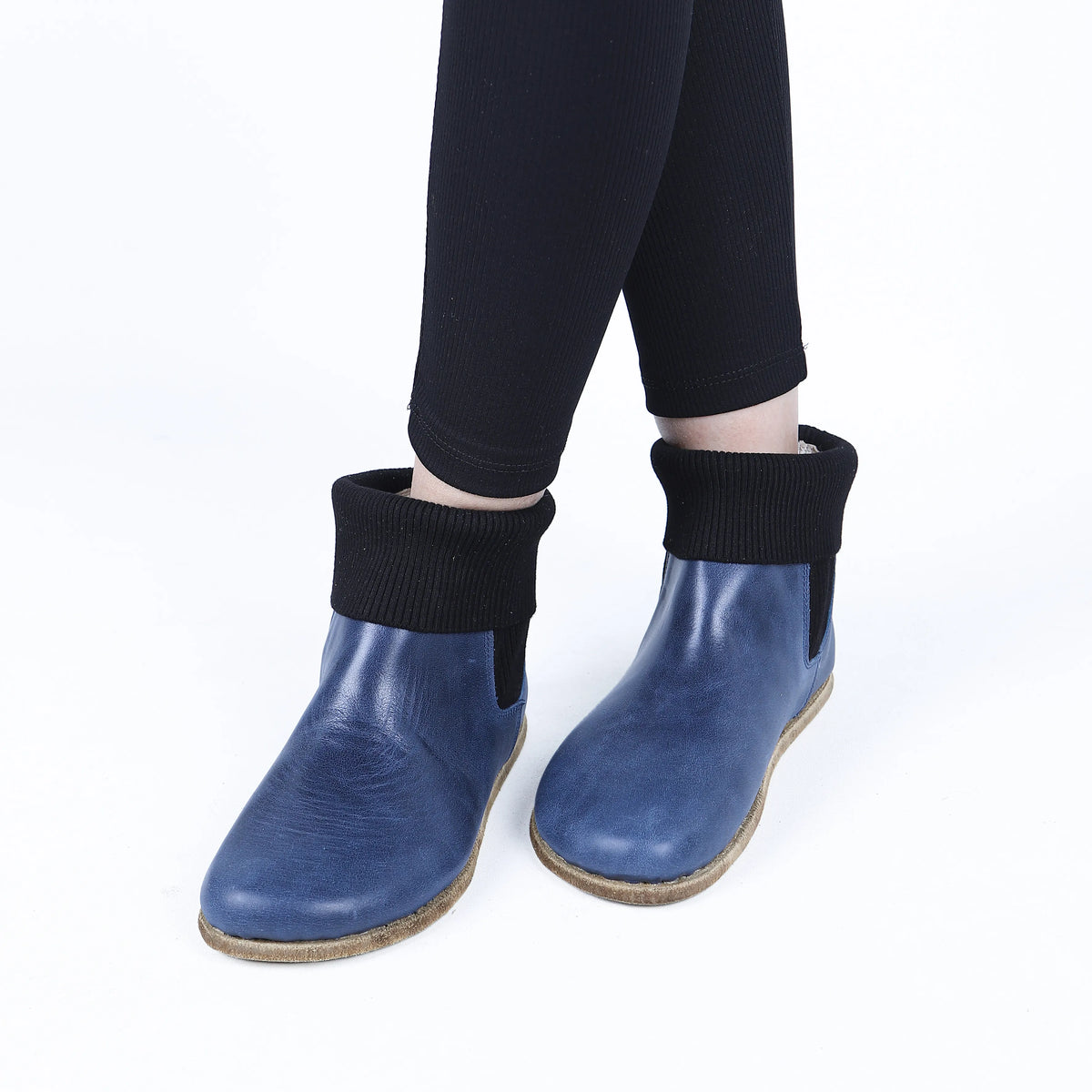 Crazy Barefoot Socks Chelsea Shoes – Classic Sole — Leather Sole – Navy Blue