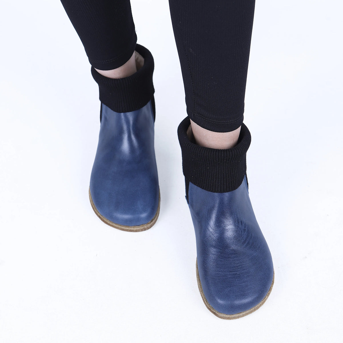 Crazy Barefoot Socks Chelsea Shoes – Classic Sole — Leather Sole – Navy Blue