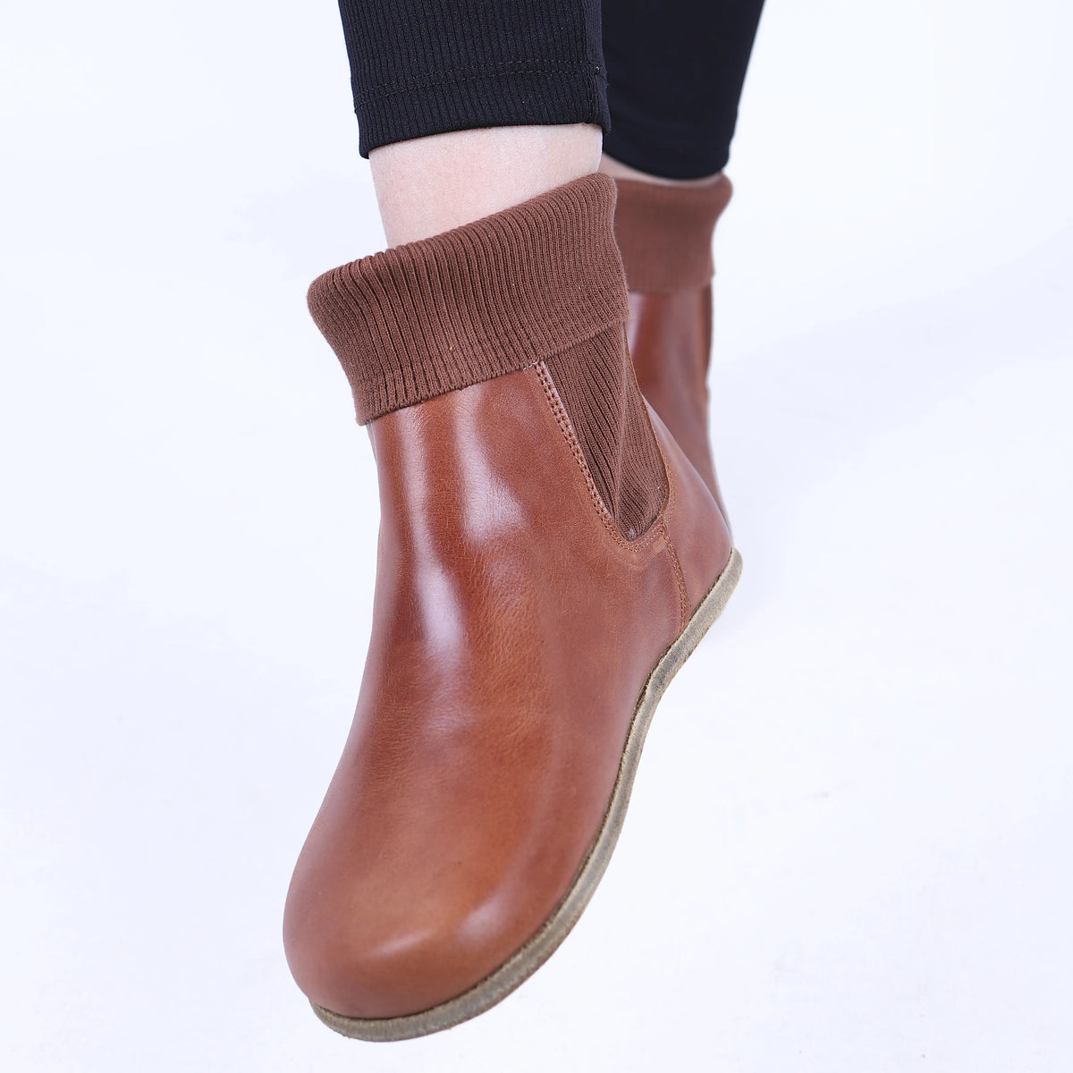 Crazy Barefoot Socks Chelsea Shoes – Classic Sole — Leather Sole – Brown