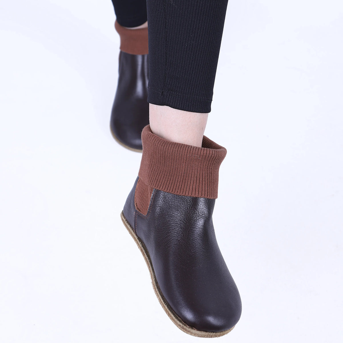 Smooth Barefoot Socks Chelsea Shoes – Classic Sole — Leather Sole – Dark Brown