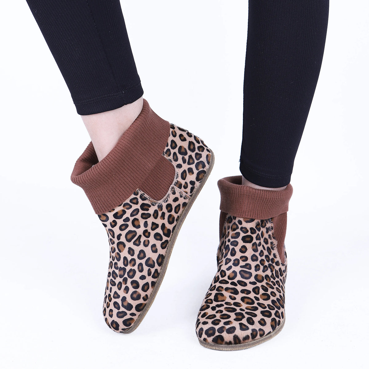 Hair Barefoot Socks Chelsea Shoes – Classic Sole — Leather Sole – Leopard