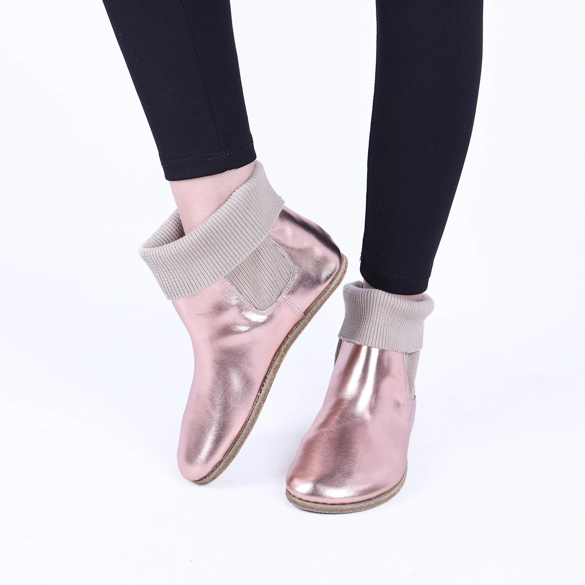 Bright Barefoot Socks Chelsea Shoes – Classic Sole — Leather Sole – Rose Gold
