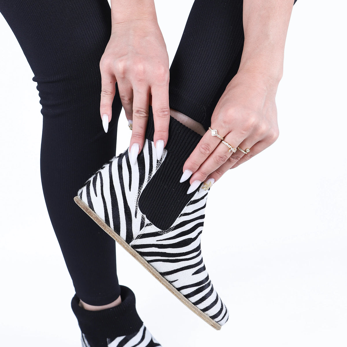 Hair Barefoot Socks Chelsea Shoes – Classic Sole — Leather Sole – Zebra