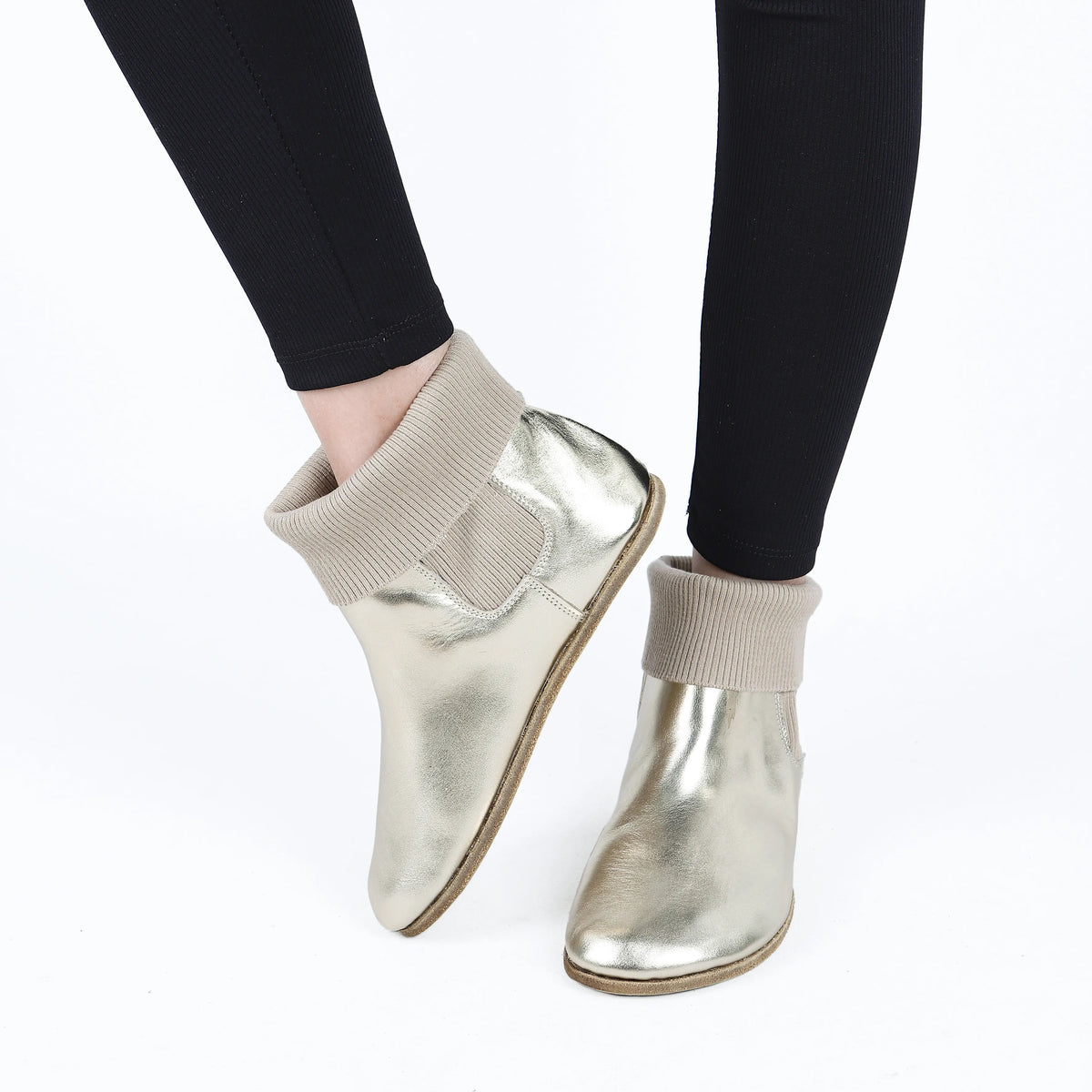 Bright Barefoot Socks Chelsea Shoes – Classic Sole — Leather Sole – Gold
