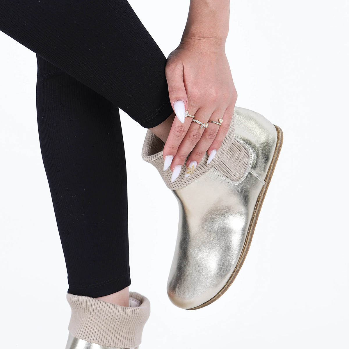 Bright Barefoot Socks Chelsea Shoes – Classic Sole — Leather Sole – Gold