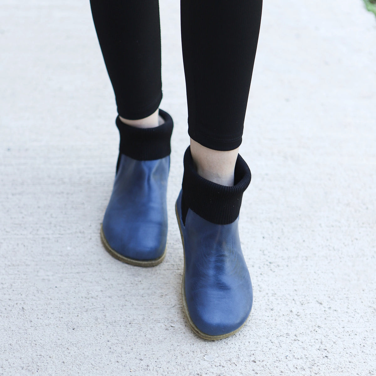 Crazy Barefoot Socks Chelsea Shoes – Classic Sole — Leather Sole – Navy Blue