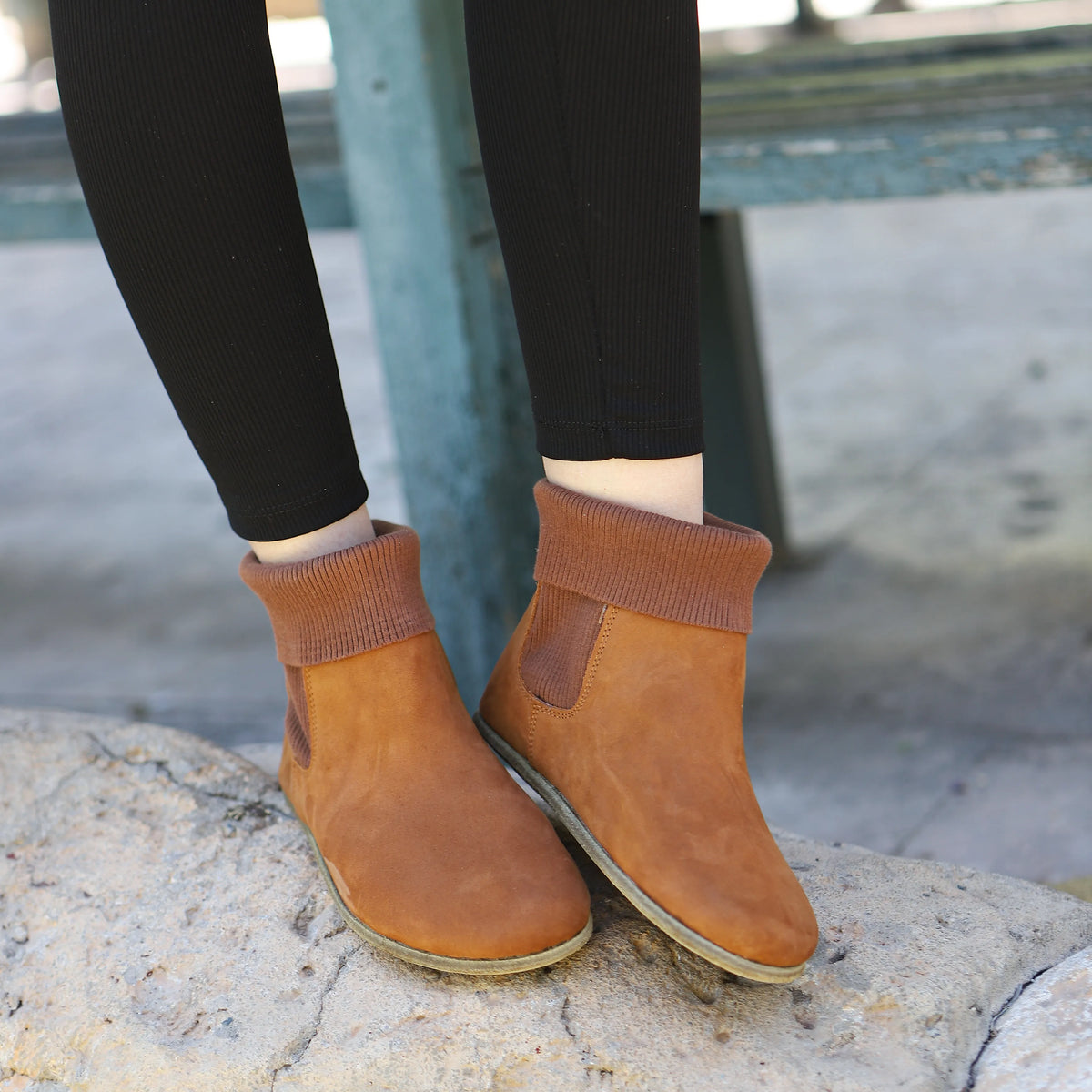Nubuck Barefoot Socks Chelsea Shoes – Classic Sole — Leather Sole – Tan