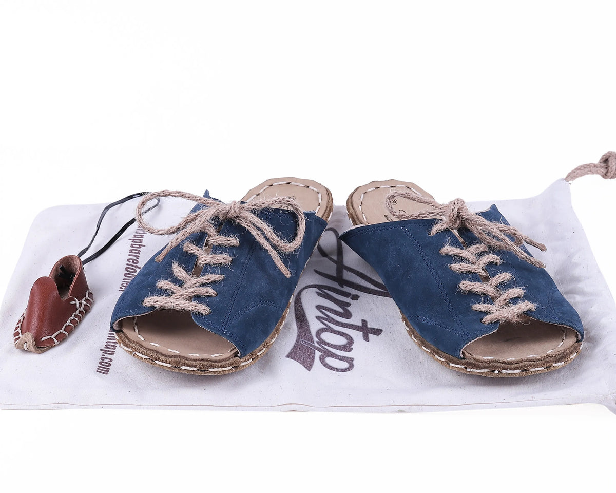 Nubuck Barefoot Laces Sandals Shoes — Leather Sole – Jeans