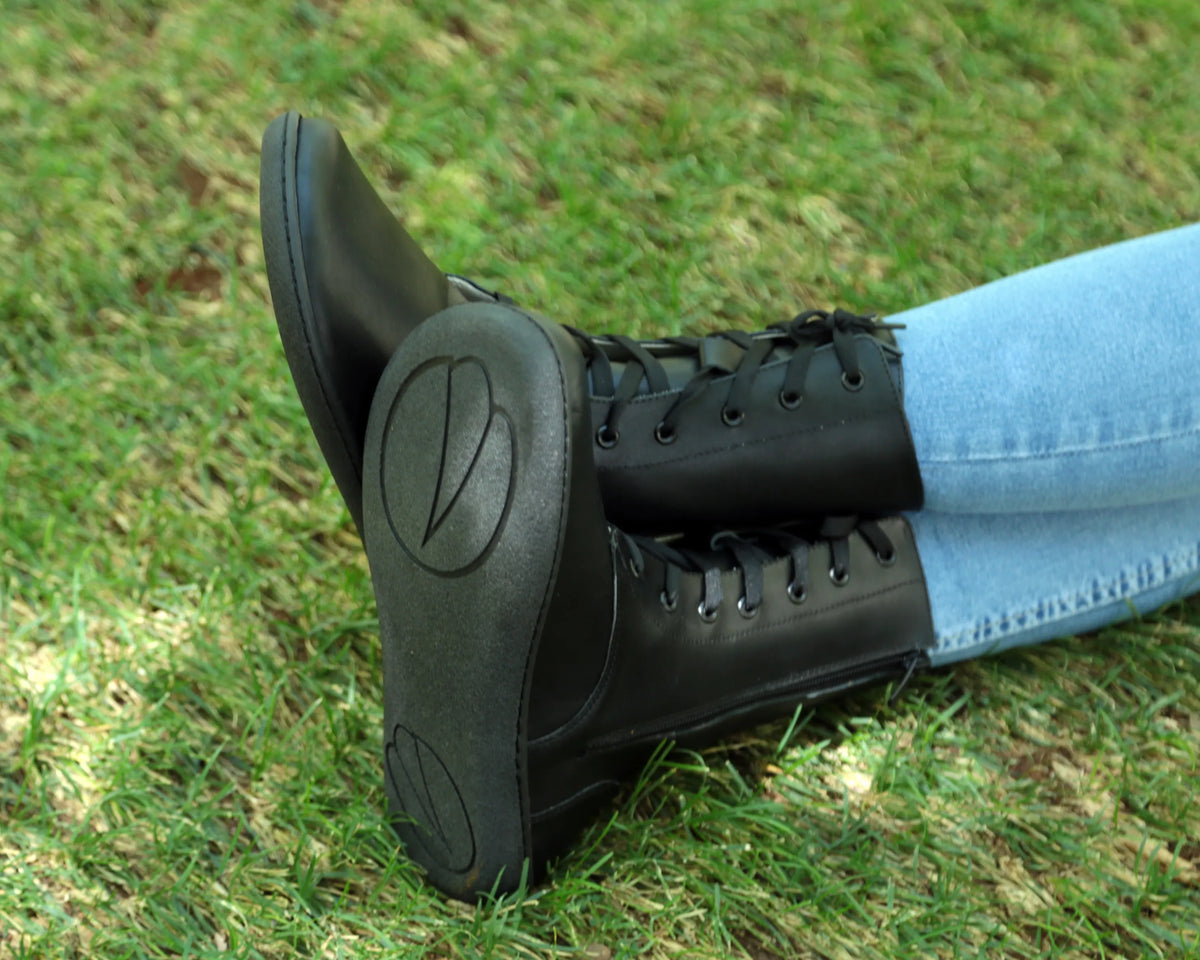 Smooth Barefoot Long Boots Shoes – 6mm Rubber Sole – Black