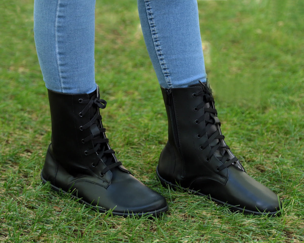 Smooth Barefoot Long Boots Shoes – 6mm Rubber Sole – Black