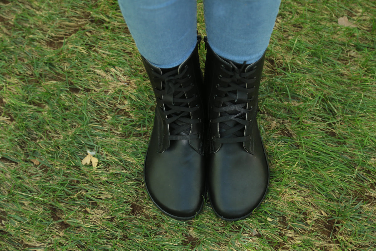 Smooth Barefoot Long Boots Shoes – 6mm Rubber Sole – Black