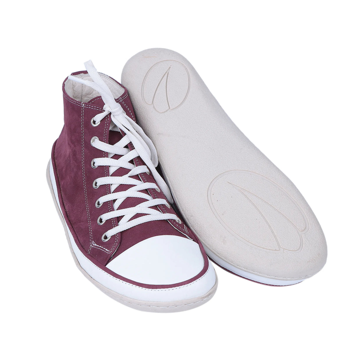 Nubuck Barefoot Long Boots Converse Shoes – 6mm Rubber Sole – Burgundy