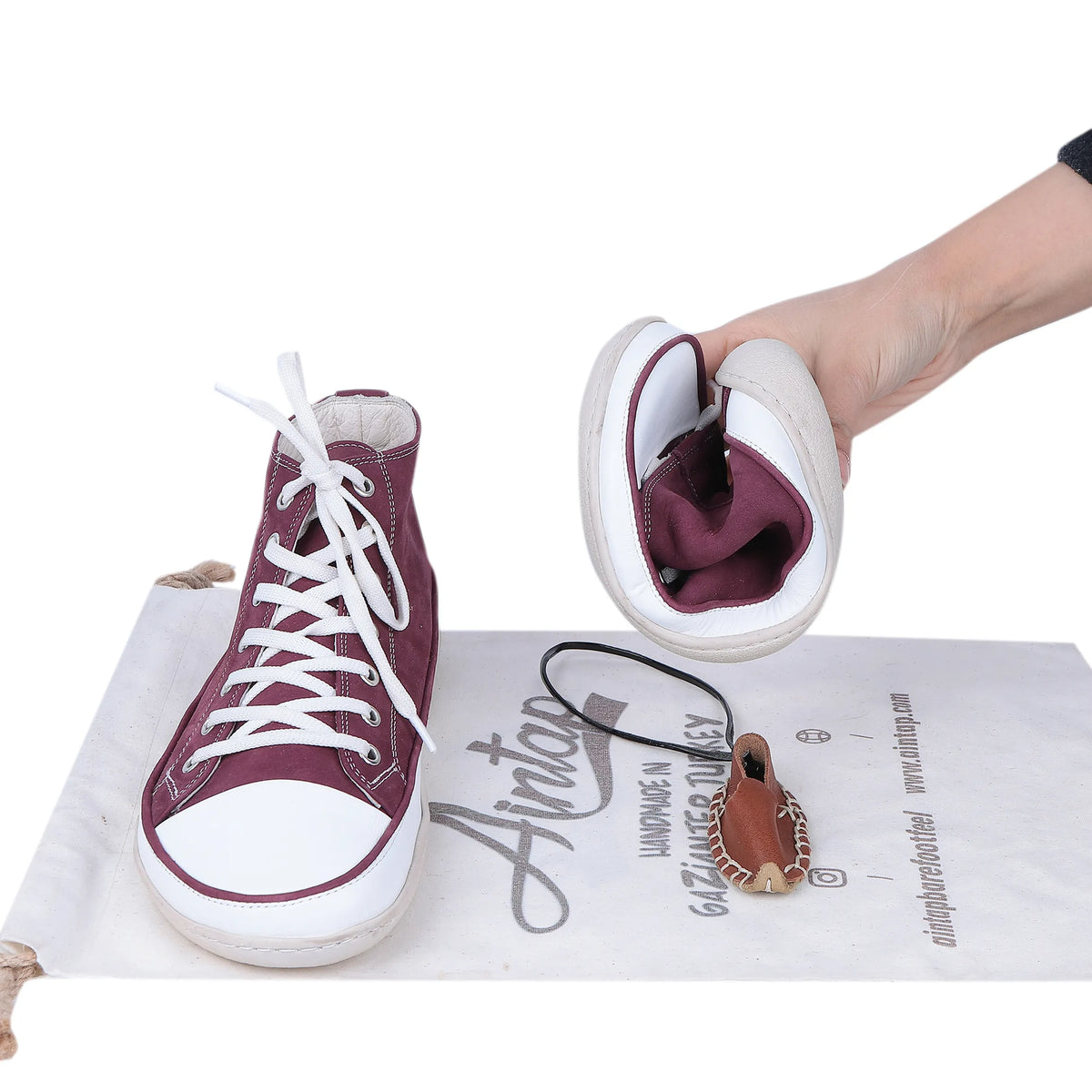 Nubuck Barefoot Long Boots Converse Shoes – 6mm Rubber Sole – Burgundy
