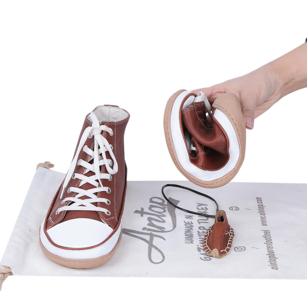 Smooth Barefoot Long Boots Converse Shoes – 6mm Rubber Sole – Brown