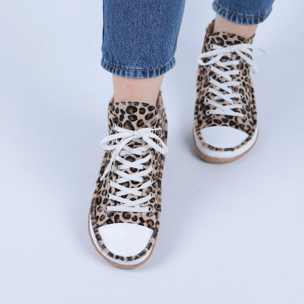 Hair Barefoot Long Boots Converse Shoes – 6mm Rubber Sole – Leopard