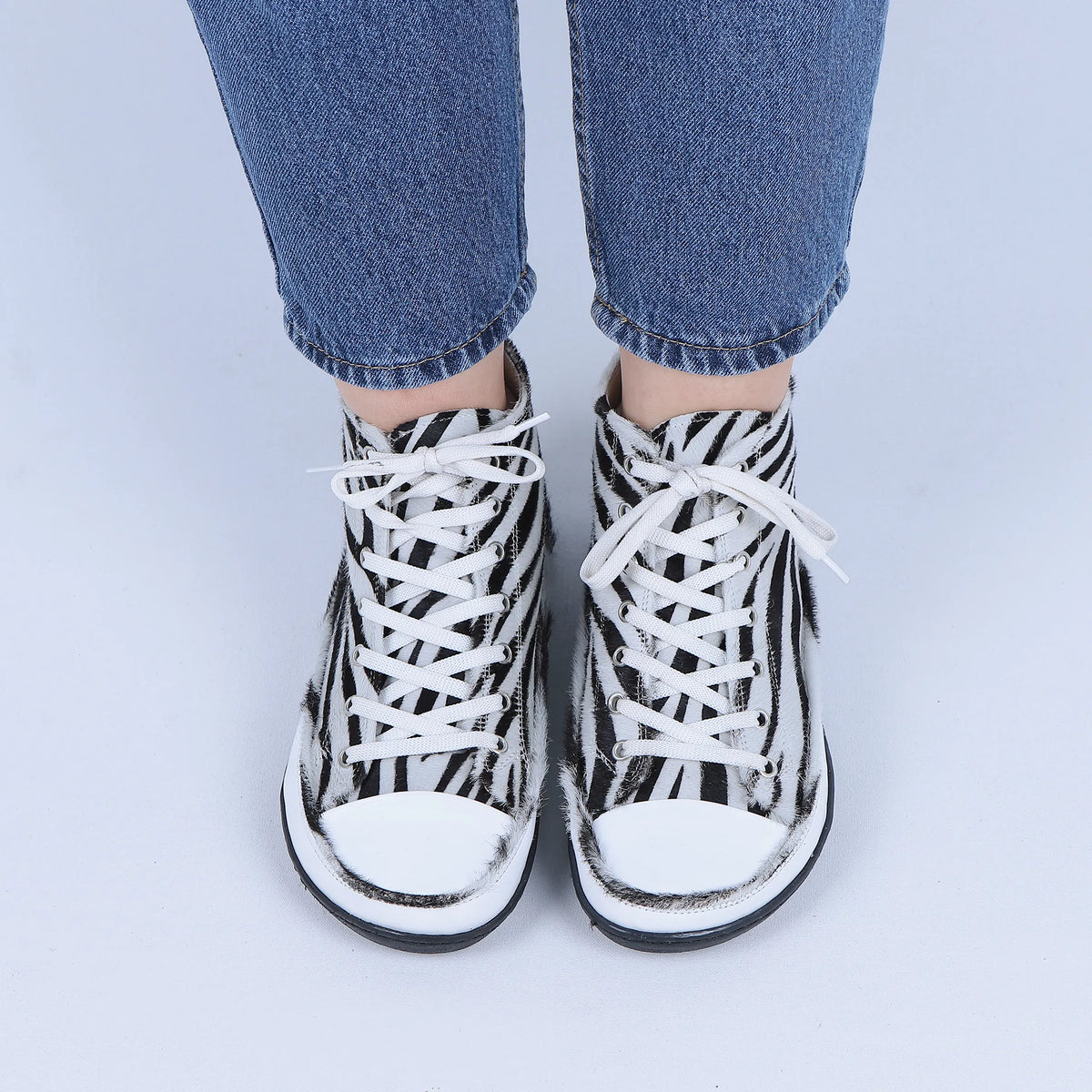 Hair Barefoot Long Boots Converse Shoes – 6mm Rubber Sole – Zebra