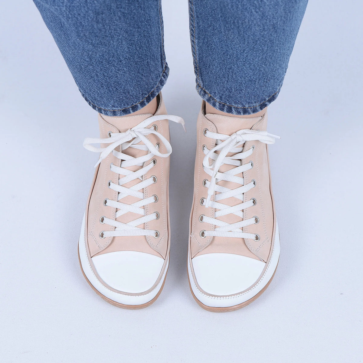 Nubuck Barefoot Long Boots Converse Shoes – 6mm Rubber Sole – Cream