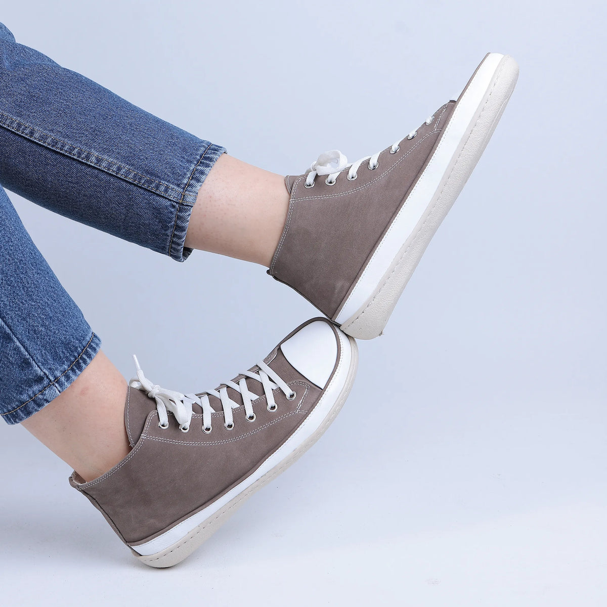 Nubuck Barefoot Long Boots Converse Shoes – 6mm Rubber Sole – Smoked