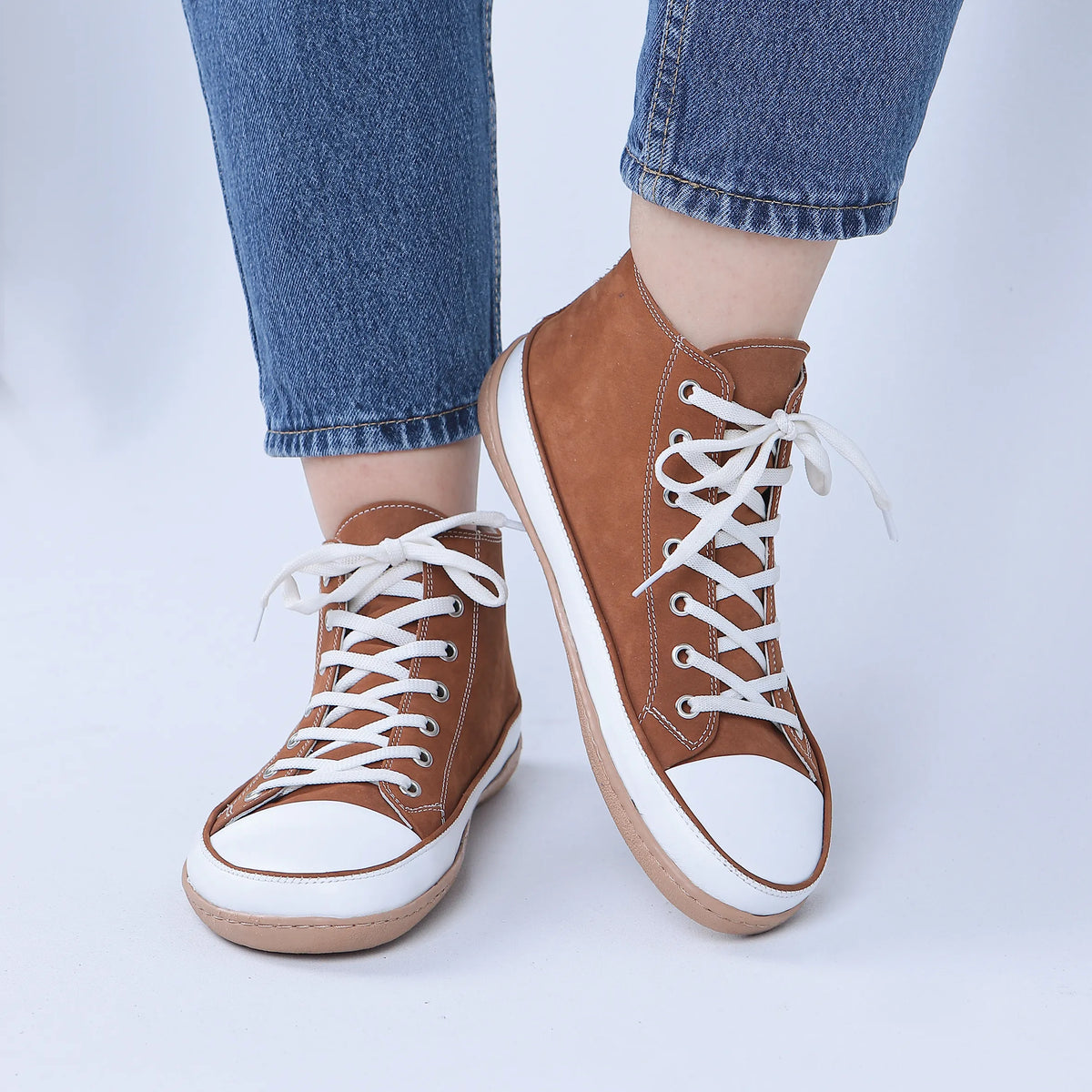 Nubuck Barefoot Long Boots Converse Shoes – 6mm Rubber Sole – Tan