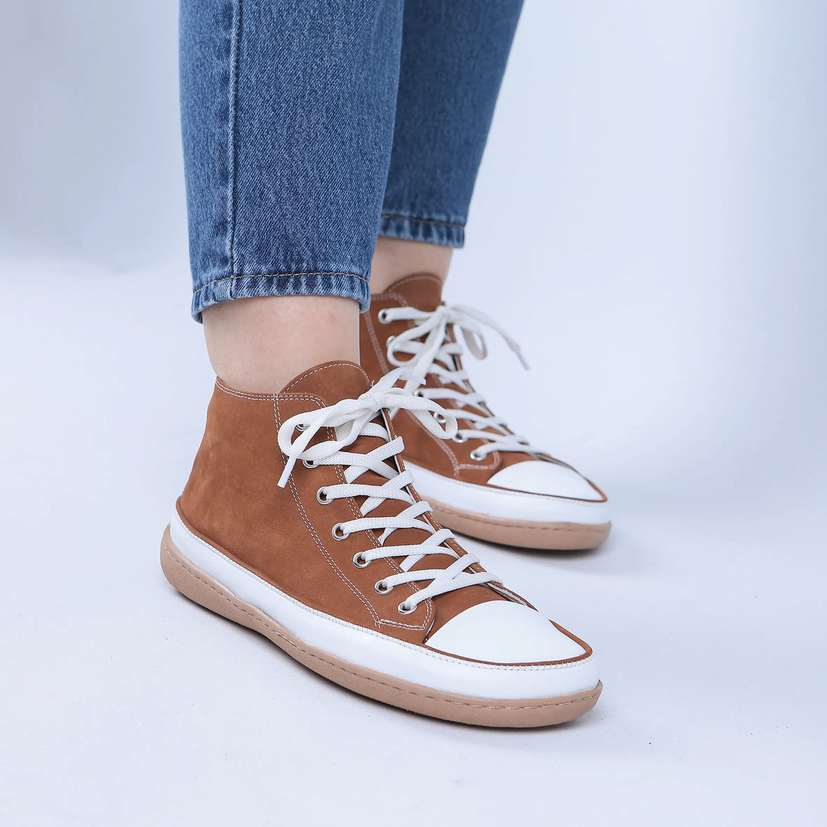 Nubuck Barefoot Long Boots Converse Shoes – 6mm Rubber Sole – Tan