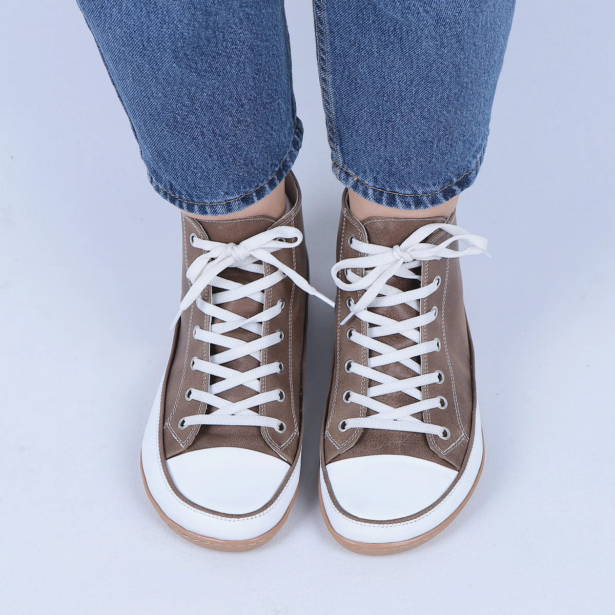Crazy Barefoot Long Boots Converse Shoes – 6mm Rubber Sole – Beige Bizon