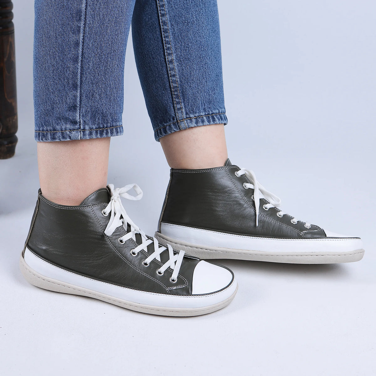 Smooth Barefoot Long Boots Converse Shoes – 6mm Rubber Sole – Olive Green
