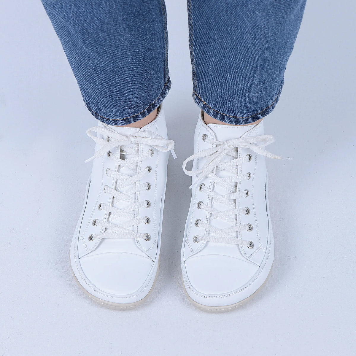 Smooth Barefoot Long Boots Converse Shoes – 6mm Rubber Sole – Full White