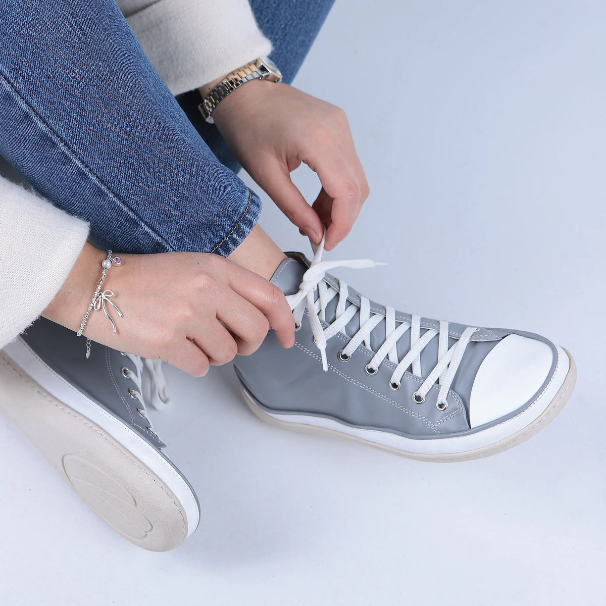 Smooth Barefoot Long Boots Converse Shoes – 6mm Rubber Sole – Gray