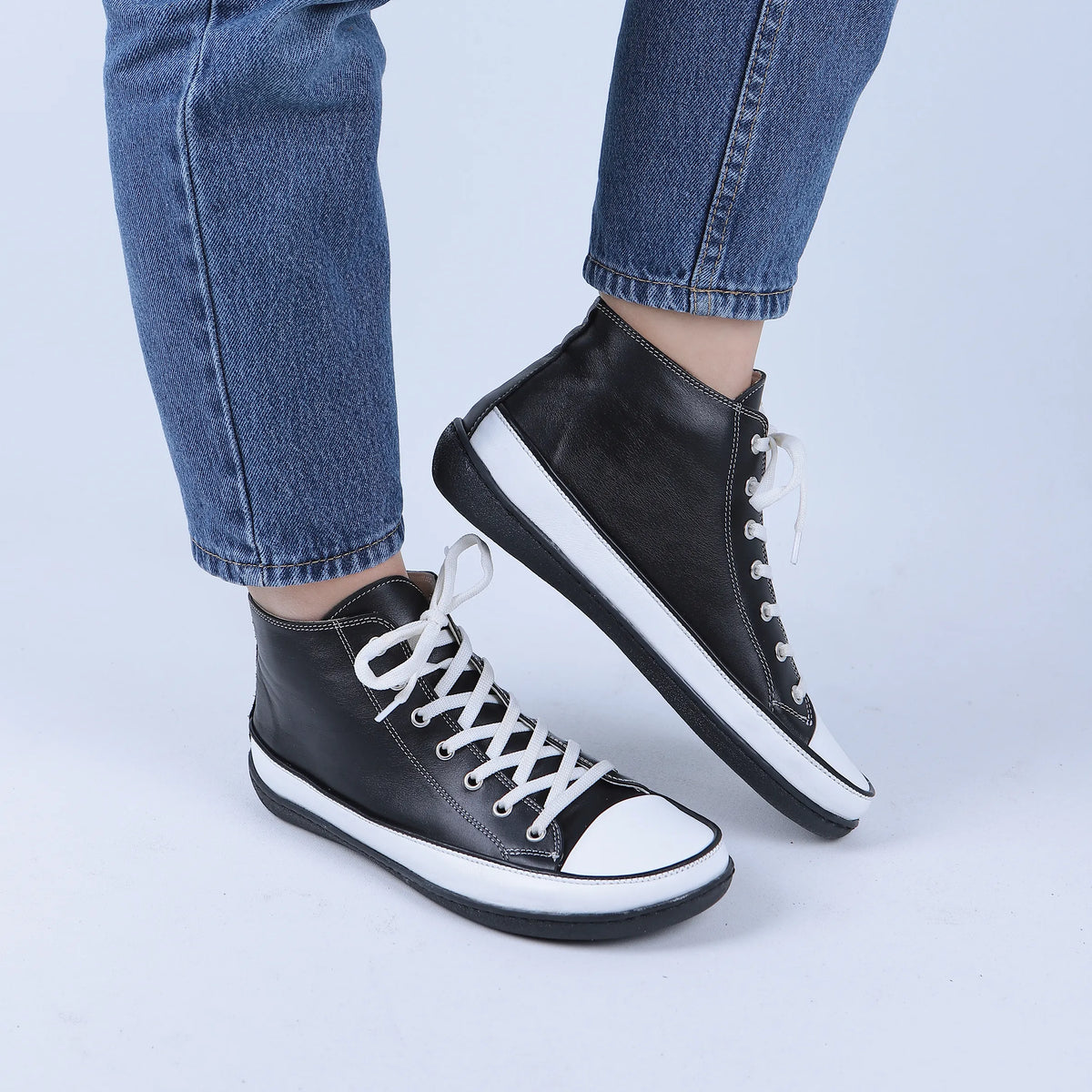 Smooth Barefoot Long Boots Converse Shoes – 6mm Rubber Sole – Black
