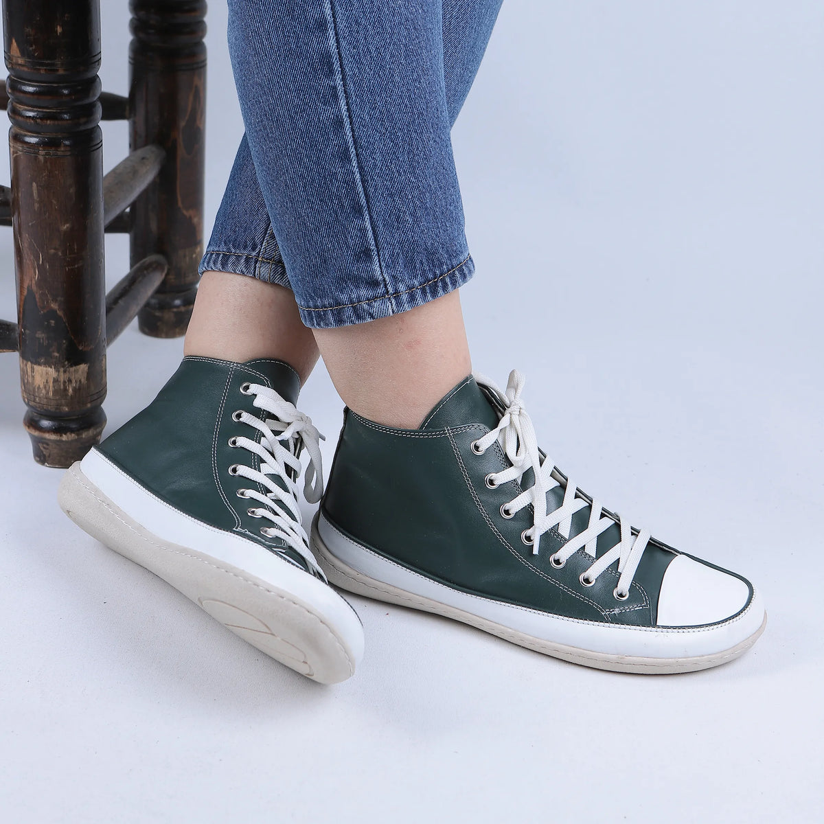 Smooth Barefoot Long Boots Converse Shoes – 6mm Rubber Sole – Green