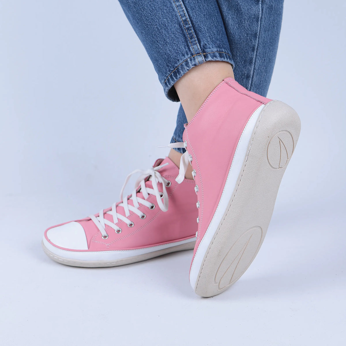 Smooth Barefoot Long Boots Converse Shoes – 6mm Rubber Sole – Pink