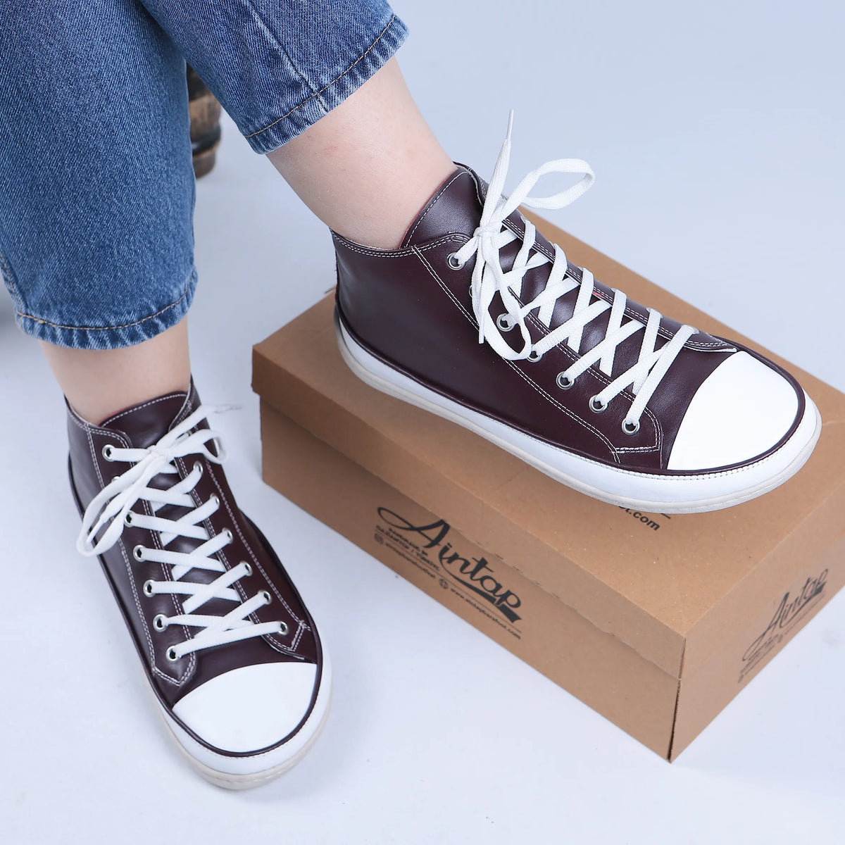 Smooth Barefoot Long Boots Converse Shoes – 6mm Rubber Sole – Burgundy