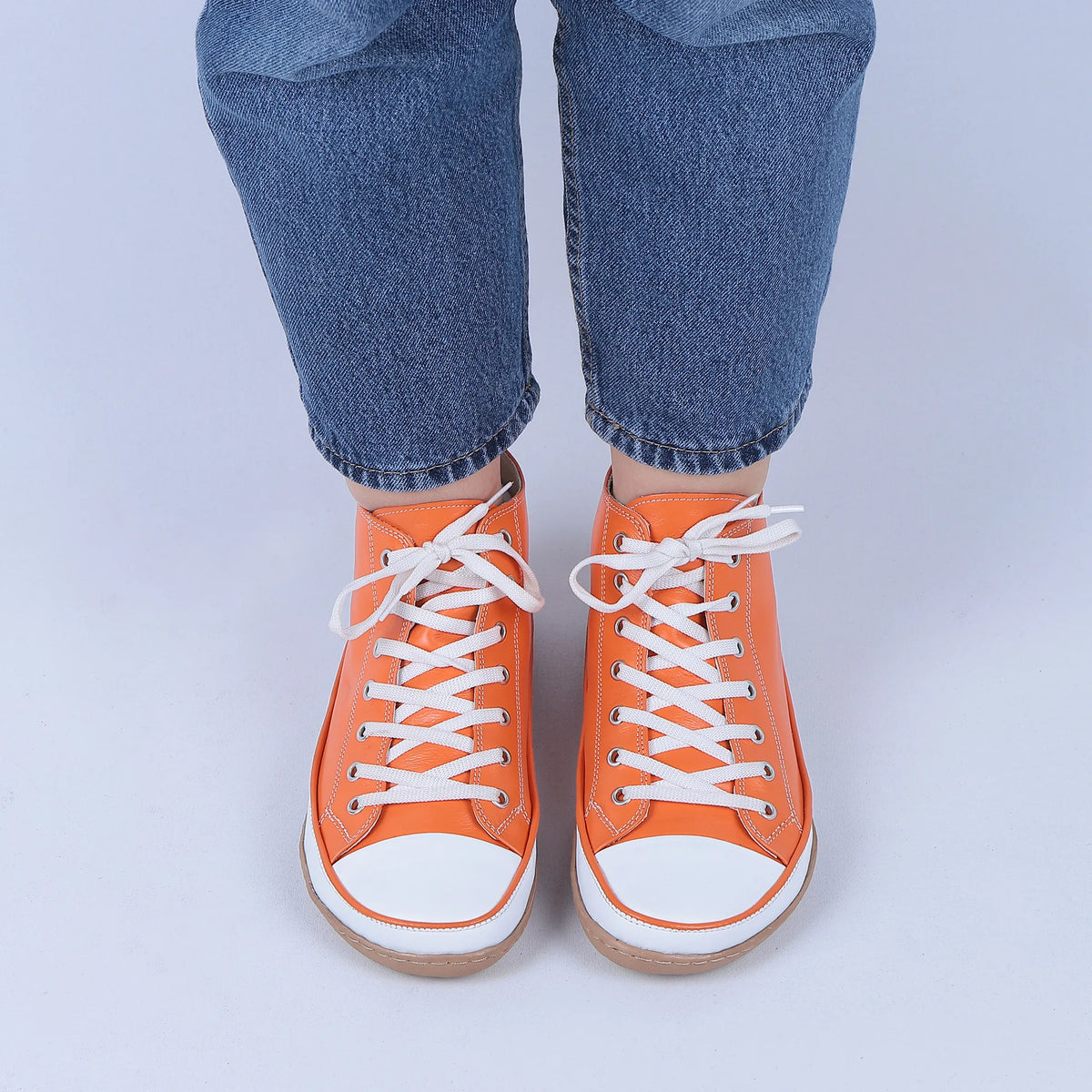 Smooth Barefoot Long Boots Converse Shoes – 6mm Rubber Sole – Orange
