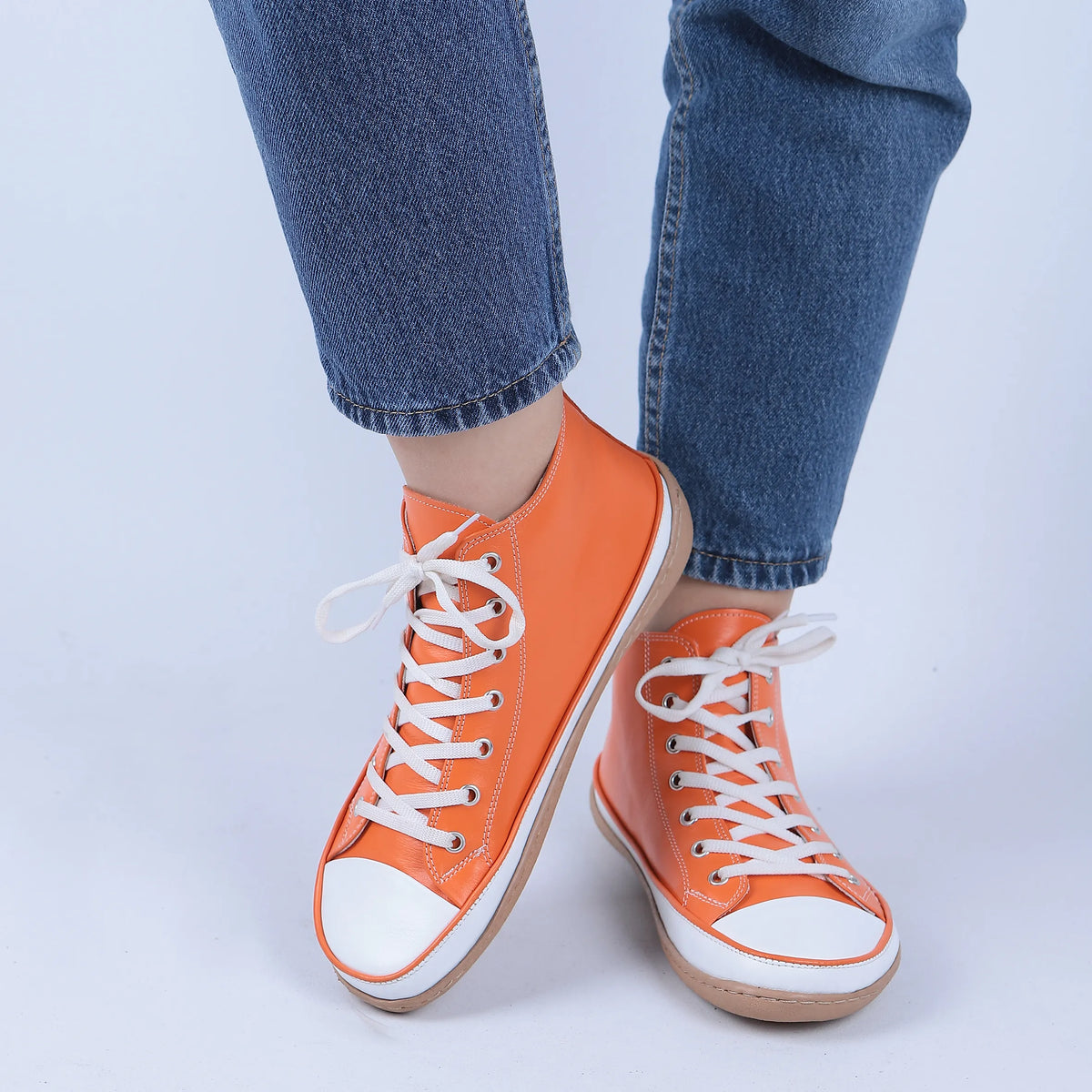 Smooth Barefoot Long Boots Converse Shoes – 6mm Rubber Sole – Orange