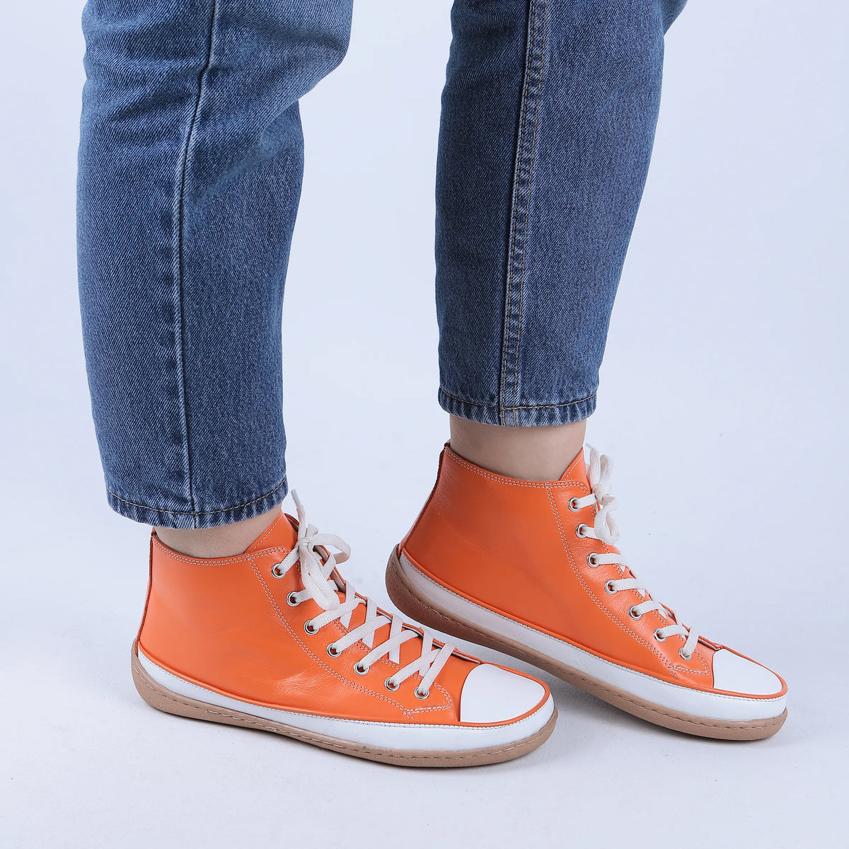 Smooth Barefoot Long Boots Converse Shoes – 6mm Rubber Sole – Orange