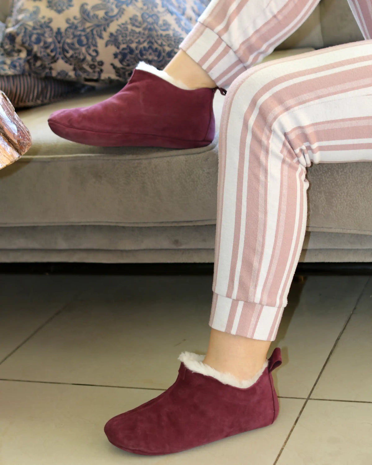 Nubuck Barefoot Home Slippers Sandals Shoes – Burgundy
