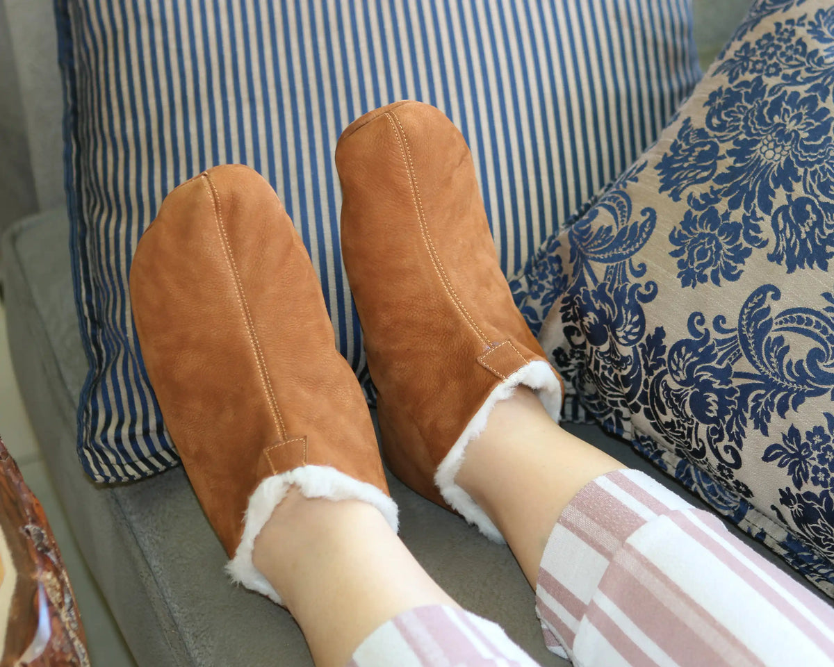 Nubuck Barefoot Home Slippers Sandals Shoes – Tan