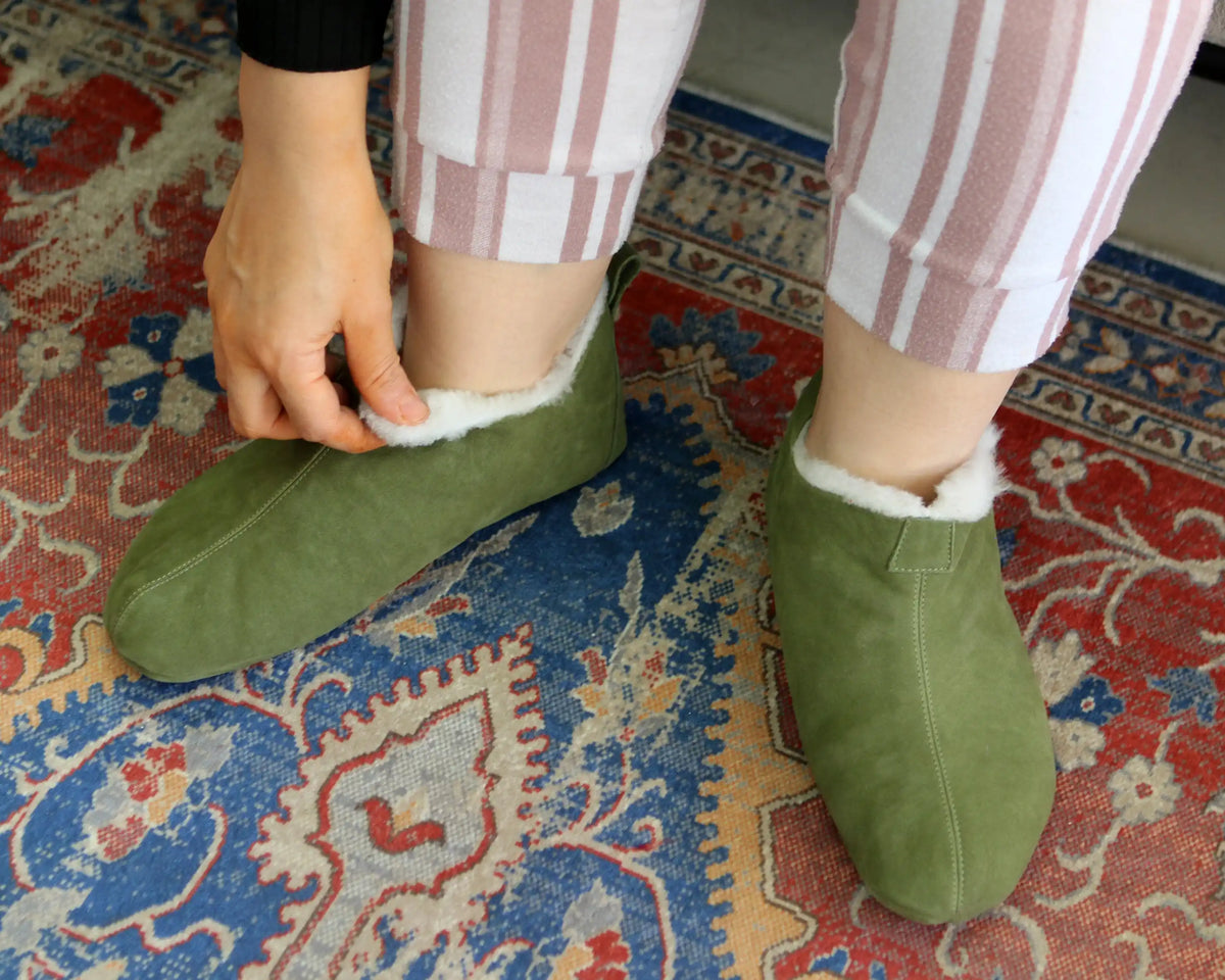 Nubuck Barefoot Home Slippers Sandals Shoes – Green