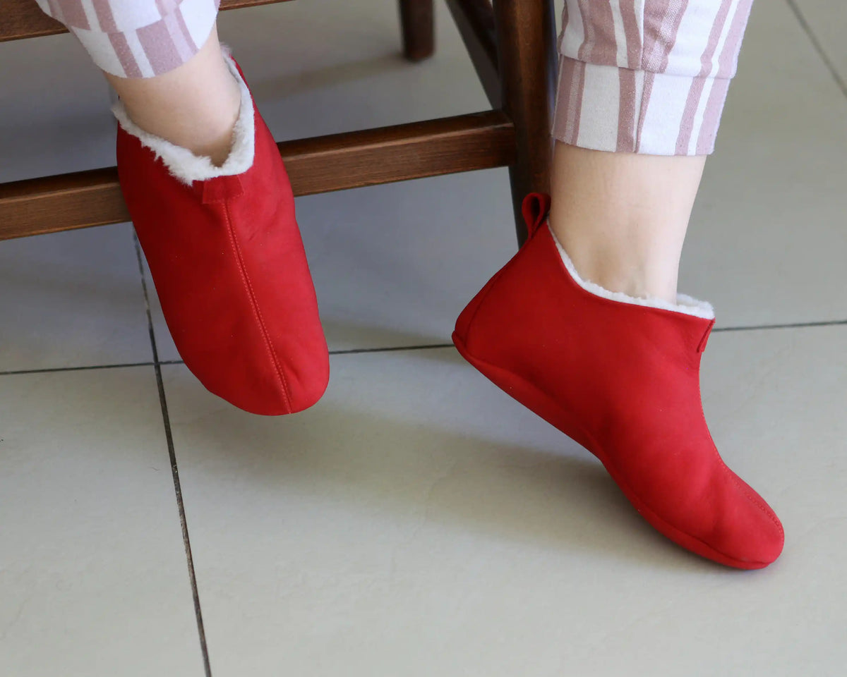 Nubuck Barefoot Home Slippers Sandals Shoes – Red