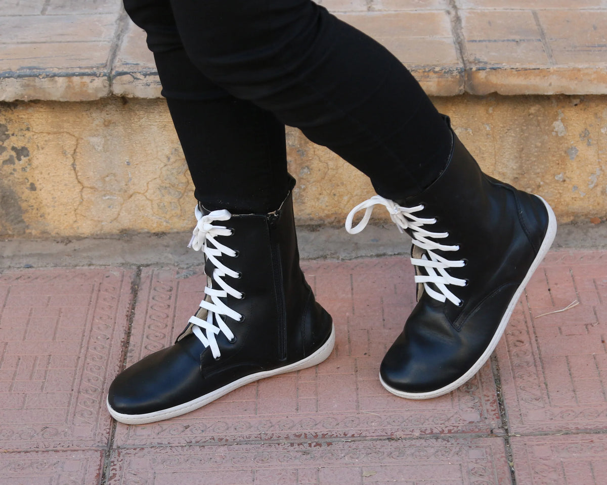Smooth Barefoot Long Boots Shoes – 6mm Rubber Sole – Black