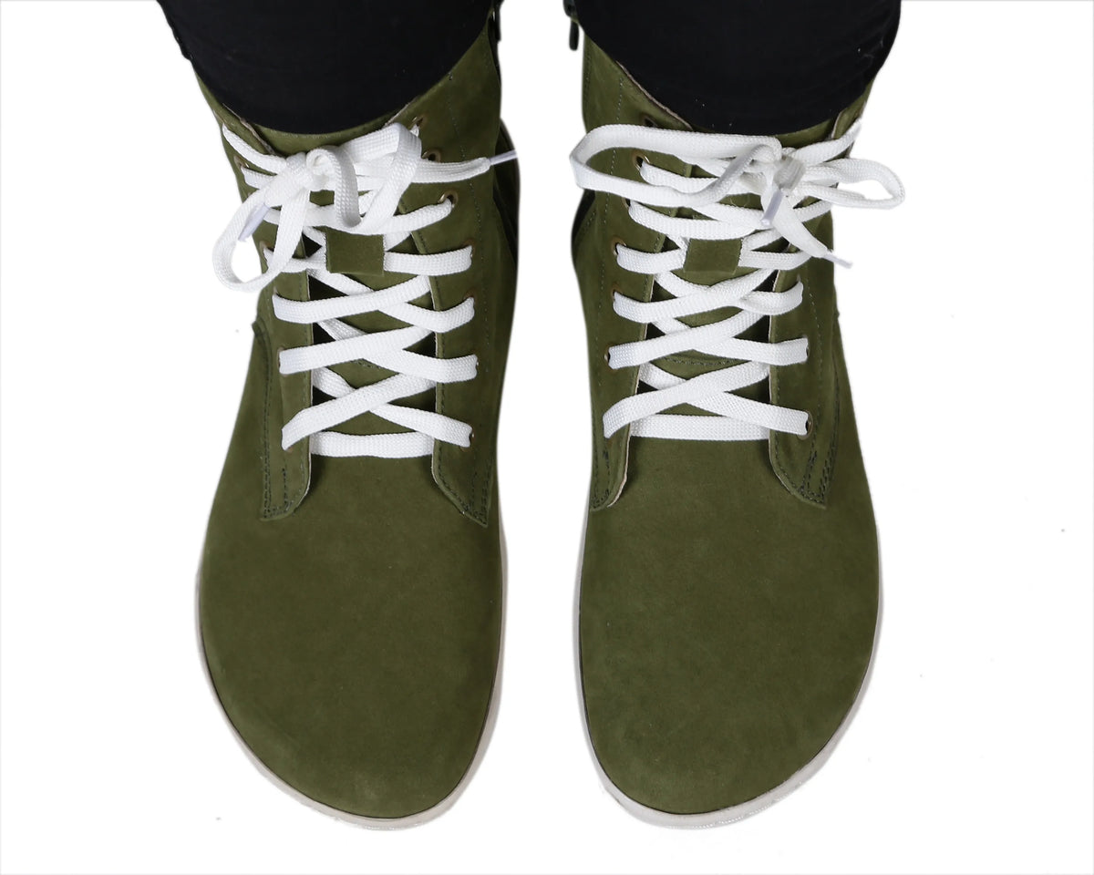 Nubuck Barefoot Long Boots Shoes – 6mm Rubber Sole – Green