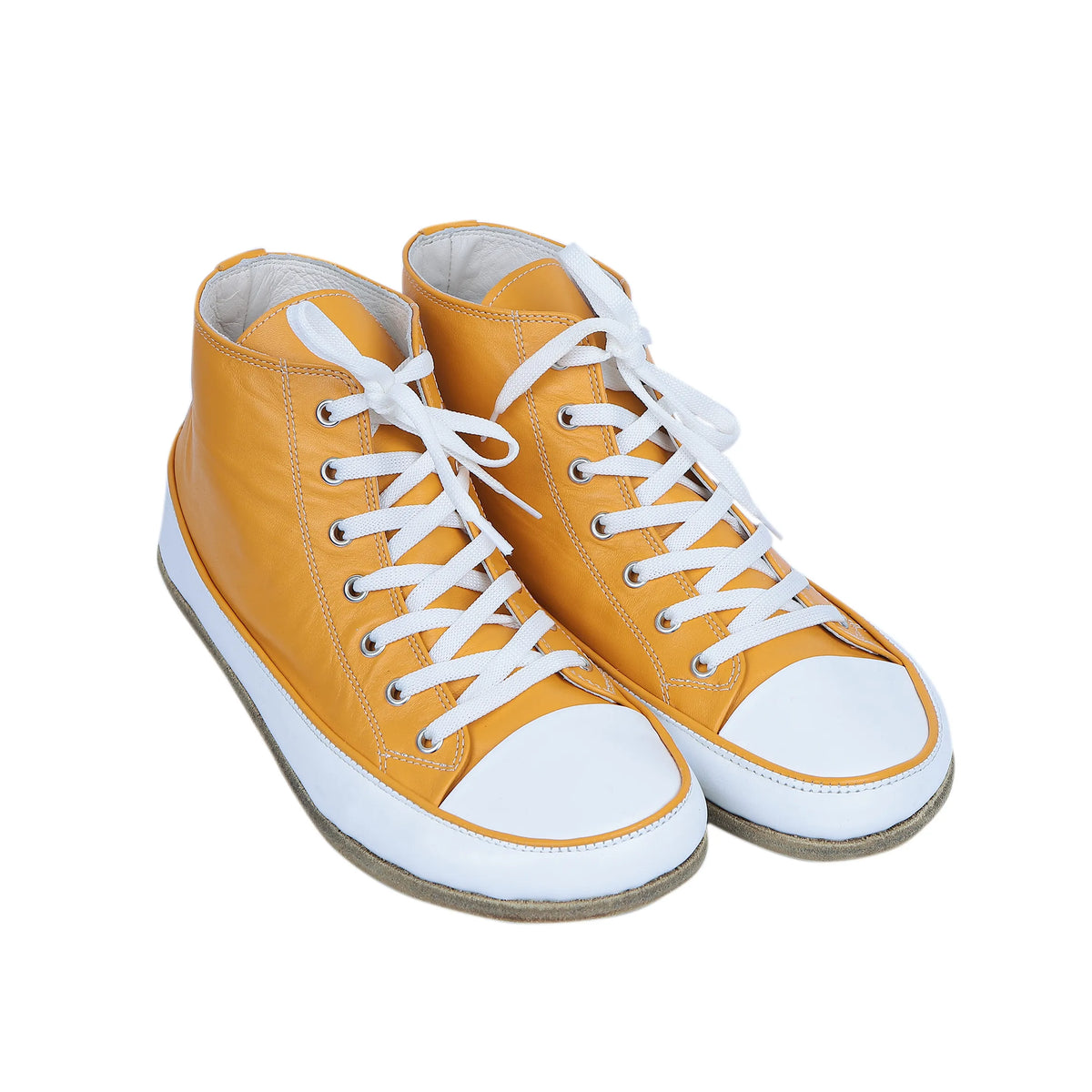 Smooth Barefoot Long Boots Converse Shoes – Classic Sole — Leather Sole – Mustard
