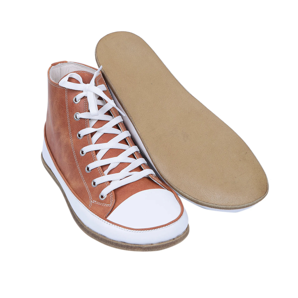 Crazy Barefoot Long Boots Converse Shoes – Classic Sole — Leather Sole – Honey Camel