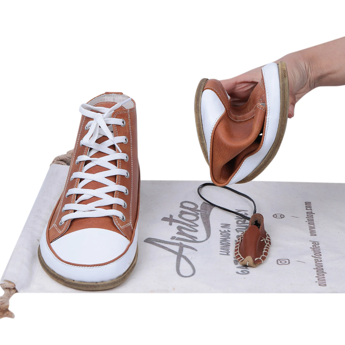 Crazy Barefoot Long Boots Converse Shoes – Classic Sole — Leather Sole – Honey Camel