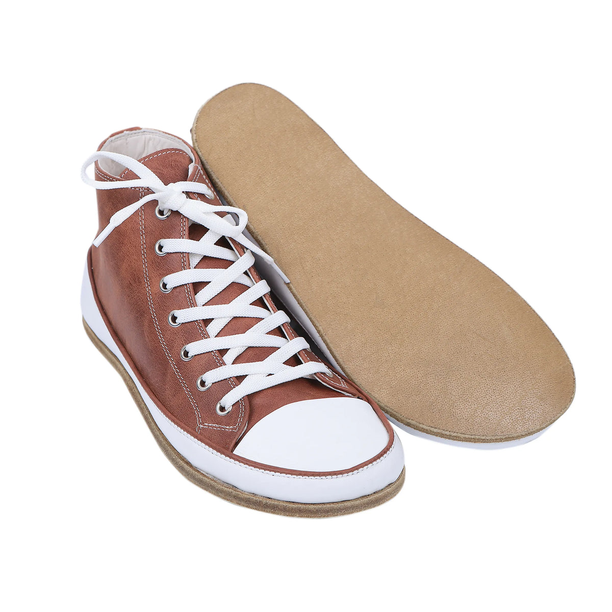 Crazy Barefoot Long Boots Converse Shoes – Classic Sole — Leather Sole – Brown