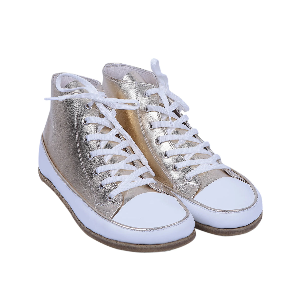 Bright Barefoot Long Boots Converse Shoes – Classic Sole — Leather Sole – Gold