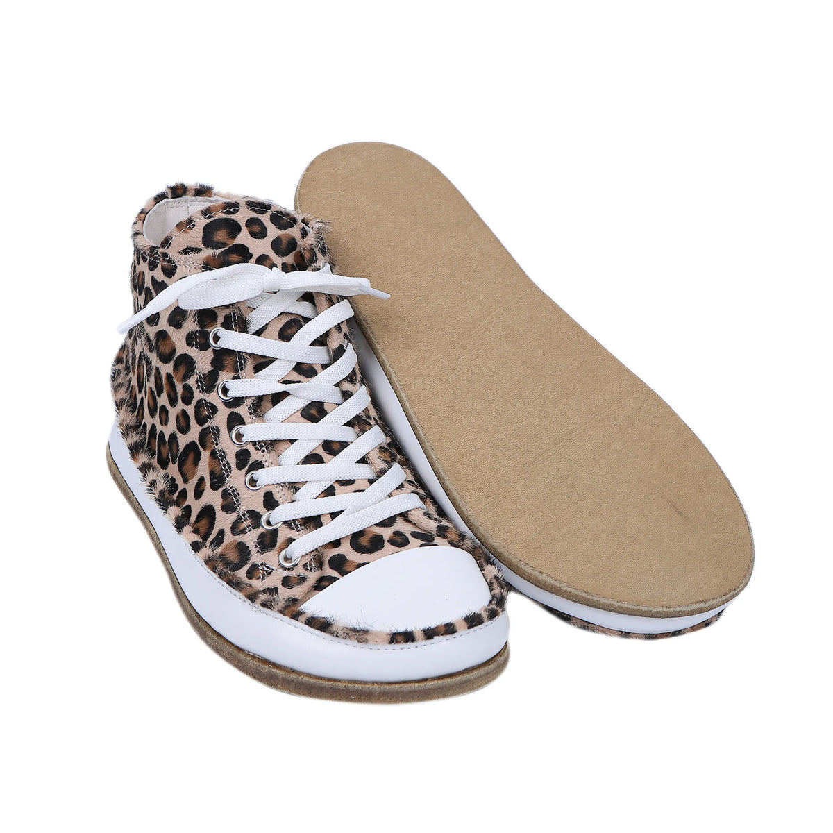 Hair Barefoot Long Boots Converse Shoes – Classic Sole — Leather Sole – Leopard
