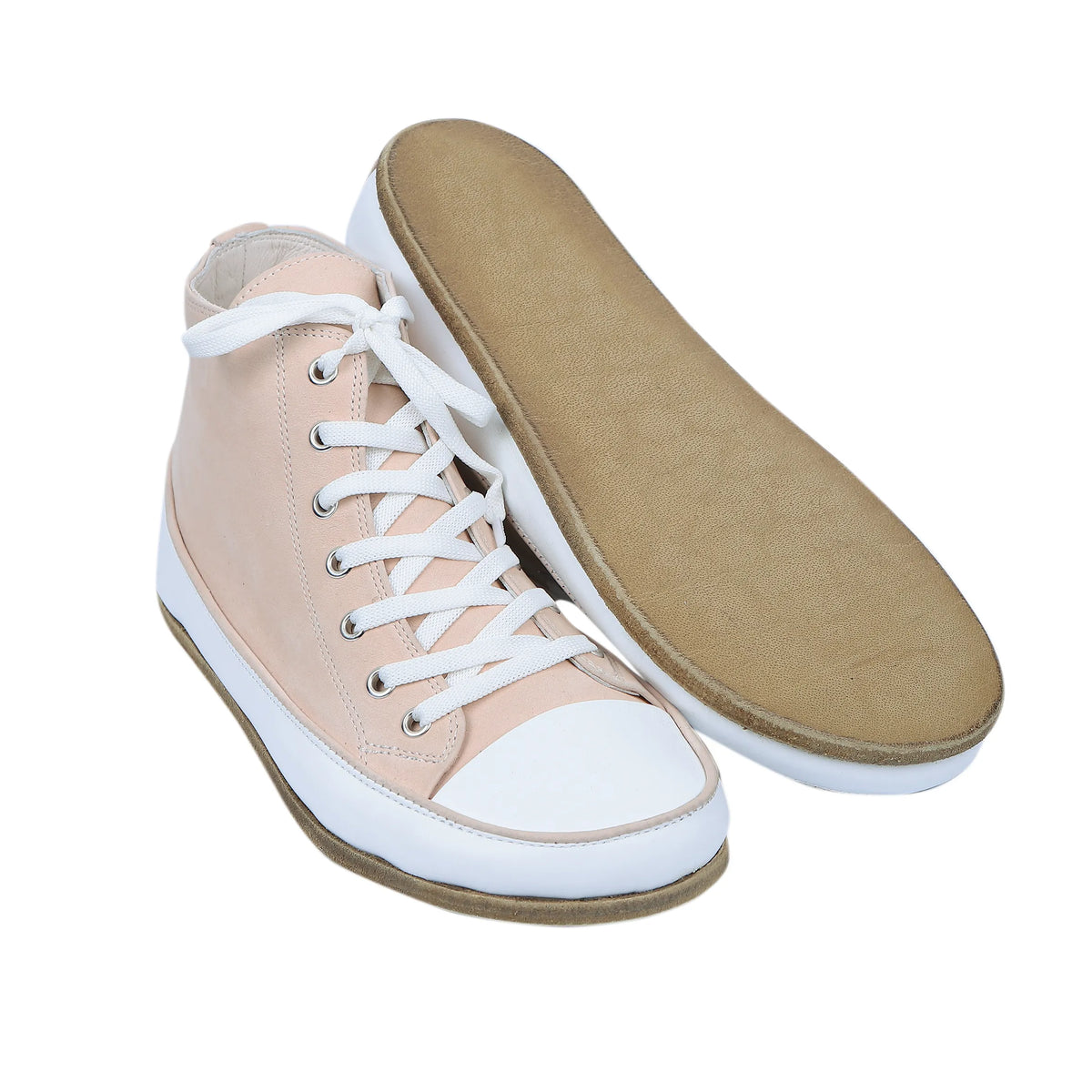 Nubuck Barefoot Long Boots Converse Shoes – Classic Sole — Leather Sole – Cream