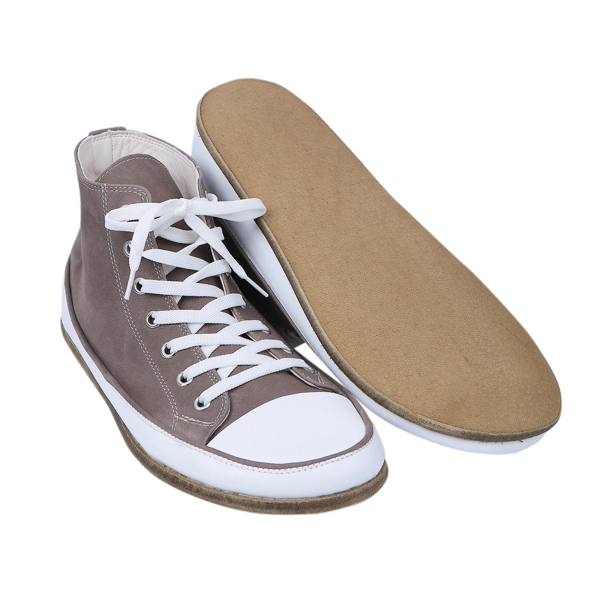 Nubuck Barefoot Long Boots Converse Shoes – Classic Sole — Leather Sole – Smoked